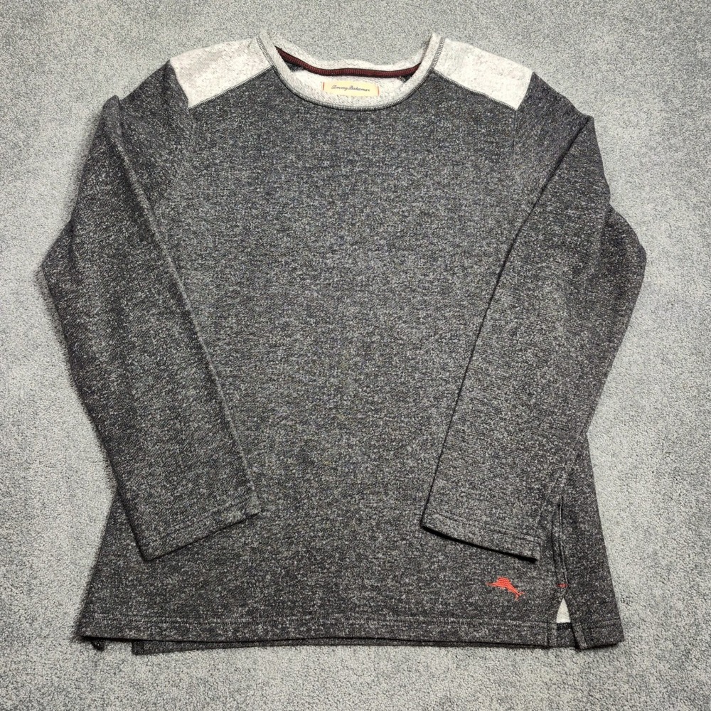 Tommy Bahama Shirt Mens M Gray Crew Neck Pullover Long Sleeve Casual Soft Cotton